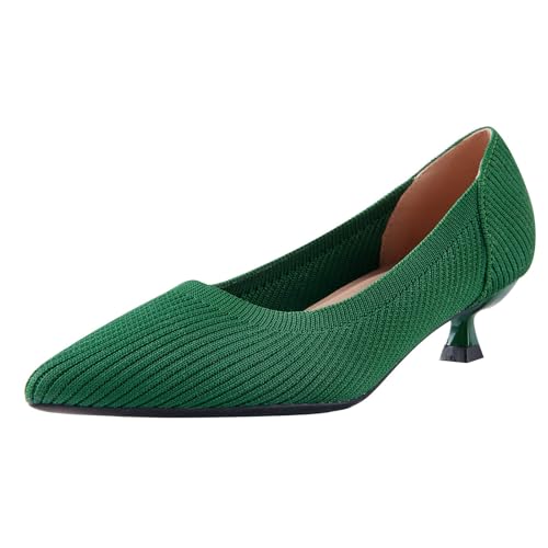 youngshow Damen-Pumps mit Kätzchen-Absätzen, spitzer Zehenbereich, Strick, Slipper, bequem, lässig, formell, Grün , 41 EU youngshow Damen-Pumps mit Kätzchen-Absätzen, spitzer Zehenbereich, Strick, Slipper, bequem, lässig, formell, Grün , 41 EU von youngshow