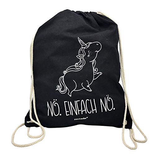younikat Einhorn Turnbeutel I ca. 37 x 46 cm I Sportbeutel Umhänge-Tasche in schwarz Baumwolle zum Umhängen Zuziehen für Mädchen Kinder Teenager I dv237 von younikat