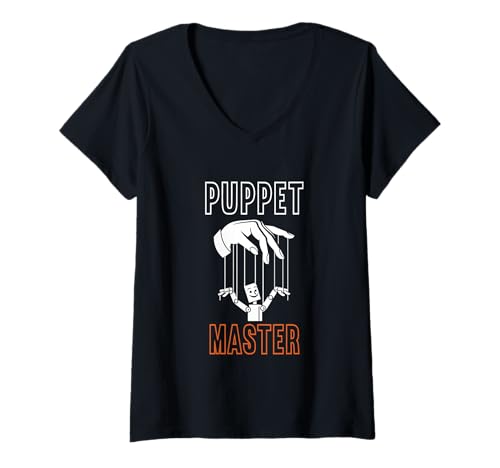 Damen Puppeeter Puppet Master - Bauchredner Bauchredner T-Shirt mit V-Ausschnitt von your master puppet ventriloquist