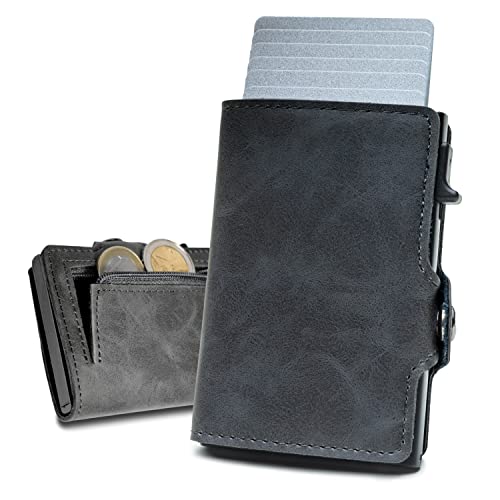 slimfin® Slim Wallet mit Münzfach - Kartenetui - Geldbeutel Herren - Geldbörse - Portemonnaie - Portmonee - Card Holder klein/Mini mit RFID Schutz - Unisex - Grau von slimfin