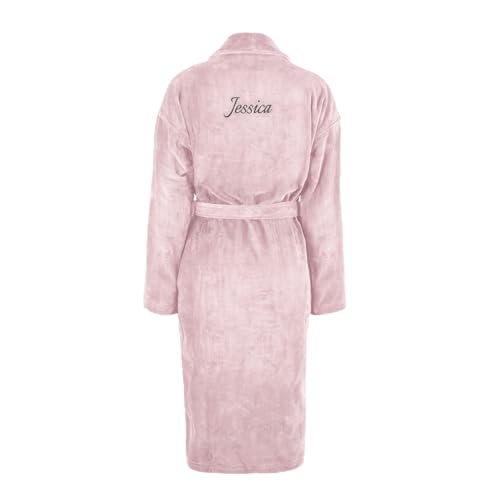 your surprise Bademantel Damen personalisiert - Bademantel mit Stickerei personalisierbar mit eigenem Namen Order Text und Schriftarten (DE/NL/SE/PL, Alphanumerisch, S, M, Regular, Rosa) von your surprise