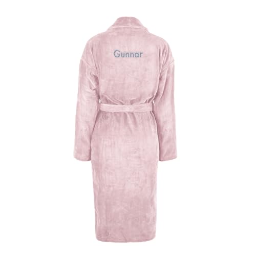 Bademantel Herren personalisiert - Bademantel Herren mit Stickerei personalisierbar mit eigenem Namen Order Text und Schriftarten (DE/NL/SE/PL, Alphanumerisch, S, M, Regular, Regular, Rosa) von your surprise