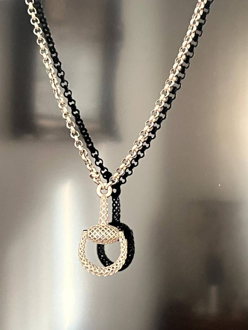 sterling Silber Kette Anhänger Gucci Horsebit Diamantissima 925 sterling Silber Kette Anhänger Gucci Horsebit Diamantissima 925 von yourtruevintagestore