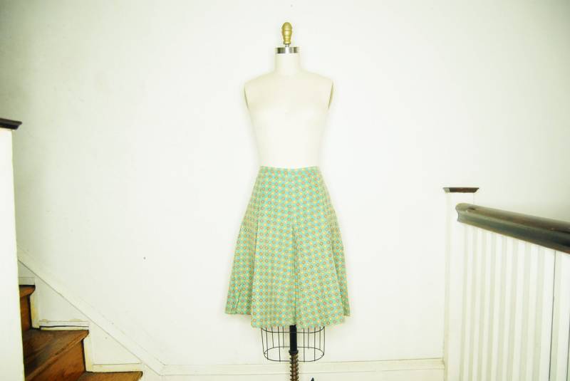 Vintage Pinguin Munsingwear Seide Und Wollrock - Knielanger Faltenrock Wollmischung Retroprint Rock Vintage Pinguin Munsingwear Seide Und Wollrock - Knielanger Faltenrock Wollmischung Retroprint Rock von yousofinevintage