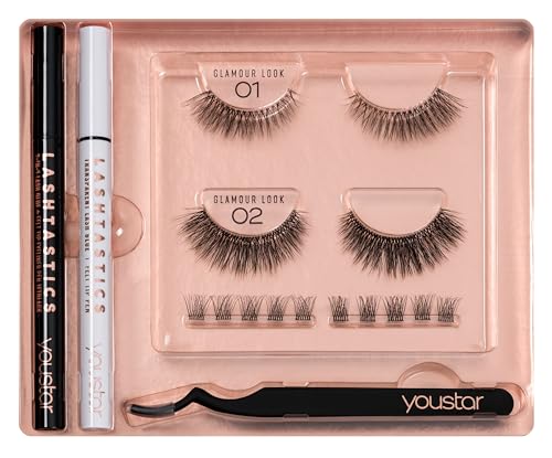 youstar LASHTASTICS 3D Wimpern Set/Eyelash Set - Glamour Look | Wiederverwendbare Faux Mink Lashes, Inklusive 2in1 Wimpernkleber & Eyeliner, Künstliche Wimpern Set von youstar