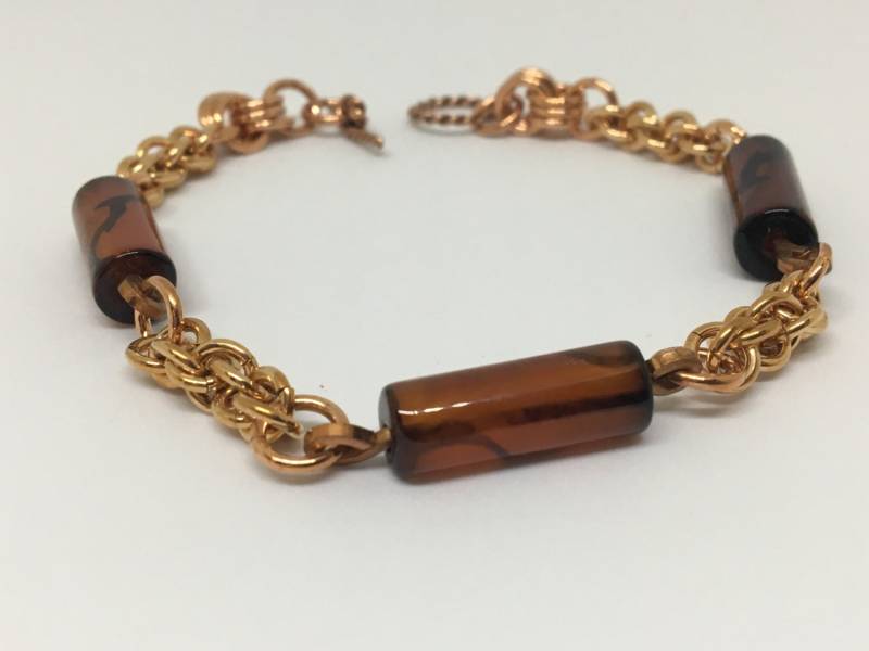 Massives Kupfer Chainmaille Und Achat Armband Massives Kupfer Chainmaille Und Achat Armband von youvegotmaille