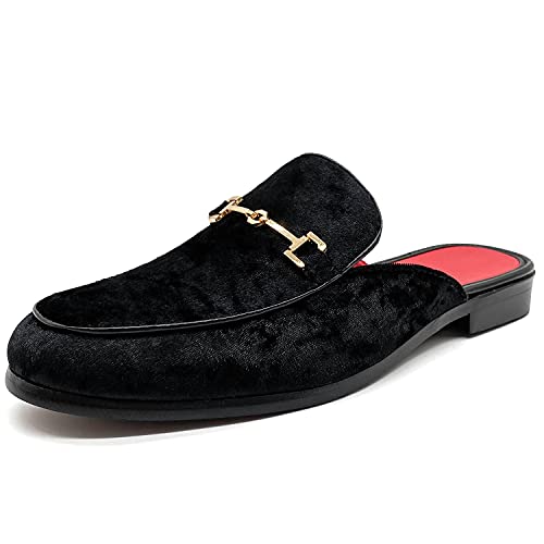 youxiaoyou Herren Kleid Mule Hausschuhe Wildleder Slip On Loafers Samt Rückenfrei Sandalen Größe 41-48, schwarz, 43 EU von youxiaoyou