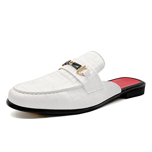 youxiaoyou Herren Kleid Pantoletten Hausschuhe Wildleder Slip On Loafer Samt Rückenfrei Sandalen Größe 40-47, Weiss/opulenter Garten, 39.5 EU von youxiaoyou