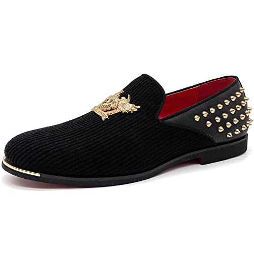 youxiaoyou Herren Loafers Vintage Slip on Wildleder Kleid Schuhe Samt Kleid Loafers Größe 40-47, Black6, 42.5 EU von youxiaoyou