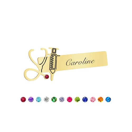 Individuelles Namensschild mit Geburtsstein Personalisiertes Edelstahl-Jobschild mit lasergraviertem Textetikett für medizinisches Fachpersonal von yrozvw