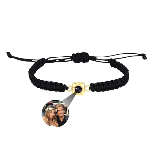 yrozvw Benutzerdefinierte Foto-Armband, individuelle Projektion Armbänder mit Foto benutzerdefinierte geflochtene Seil Armband mit Bild im Inneren 100 Sprachen Ich liebe dich für Frauen von yrozvw