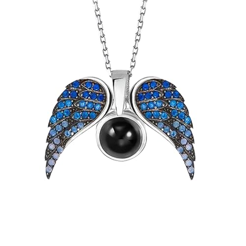 yrozvw Benutzerdefinierte Foto Projektion Halskette Engelsflügel mit Bild im Inneren personalisierte Foto Projektion Halskette für Frauen Frau Muttertag Schmuck Geschenke von yrozvw