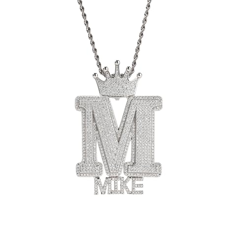 yrozvw Benutzerdefinierte Initial Hip Hop Halsketten mit Tennis-Kette 18k vergoldet Iced Out Halskette personalisierte Namen Halskette mit CZ Diamant Alphabet Halsketten für Männer Frauen von yrozvw