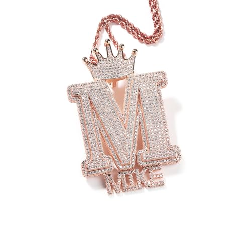 yrozvw Benutzerdefinierte Initial Hip Hop Halsketten mit Tennis-Kette 18k vergoldet Iced Out Halskette personalisierte Namen Halskette mit CZ Diamant Alphabet Halsketten für Männer Frauen von yrozvw