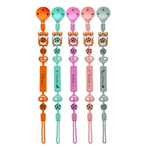 yrozvw Custom Name Silikon-Clips, niedlich Cartoon Form ein Stück Silikon-Clip, personalisierte Muster Brief Schnuller Halter von yrozvw
