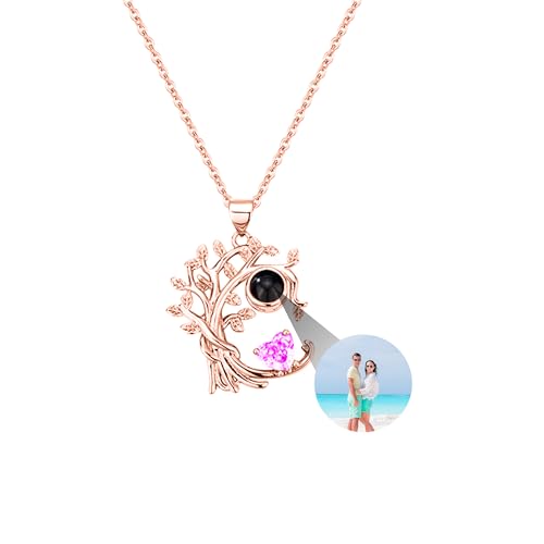 yrozvw Halskette mit Geburtssteinen - Ich liebe dich in 100 Sprachen - Personalisierte Fotoprojektion - Schmuck für Frauen und Paare von yrozvw