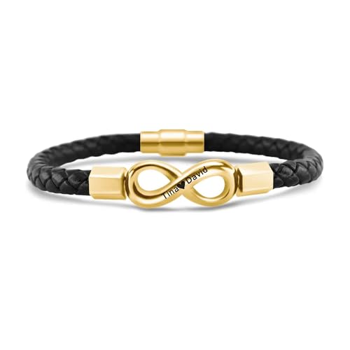 yrozvw Men's Infinity Lederarmband Personalisierte Gravierte Text Armbänder Benutzerdefinierte Name Armbänder Geflochtene Lederschnur Armband für den Vatertag von yrozvw