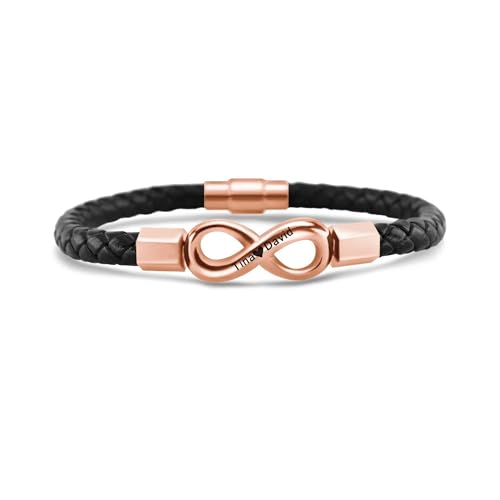 yrozvw Men's Infinity Lederarmband Personalisierte Gravierte Text Armbänder Benutzerdefinierte Name Armbänder Geflochtene Lederschnur Armband für den Vatertag von yrozvw