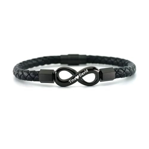 yrozvw Men's Infinity Lederarmband Personalisierte Gravierte Text Armbänder Benutzerdefinierte Name Armbänder Geflochtene Lederschnur Armband für den Vatertag von yrozvw