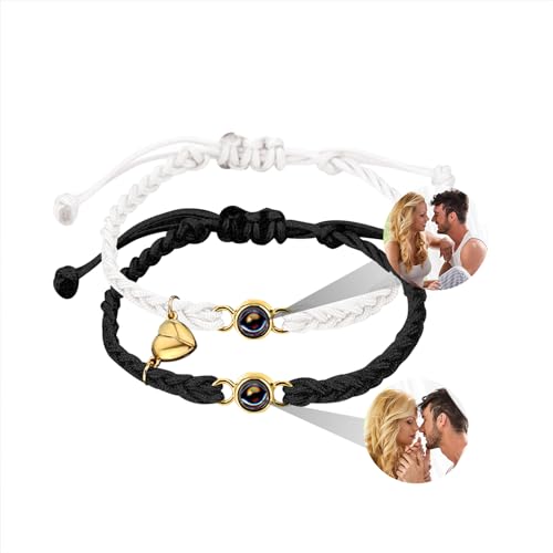 yrozvw Personalisierte Foto Armbänder benutzerdefinierte Bild Projektion Herz Armbänder mit Bild innen Matching Armbänder für Paare 100 Sprachen Ich liebe dich Armbänder für Männer/Frauen von yrozvw