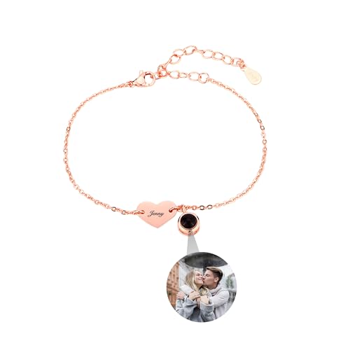 yrozvw Personalisierte Foto Armband Mit Bild Innen - Benutzerdefinierte Projektion, Customized Name, 100 Sprachen Ich Liebe Dich - Geschenke für Frauen, Weihnachten, Hochzeit von yrozvw