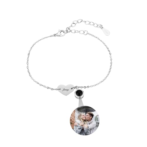 yrozvw Personalisierte Foto Armbänder benutzerdefinierte Projektion Armbänder mit Bild innen Customized Name Armbänder 100 Sprachen Ich liebe dich Armband Geschenke für Frauen Weihnachten Hochzeit von yrozvw