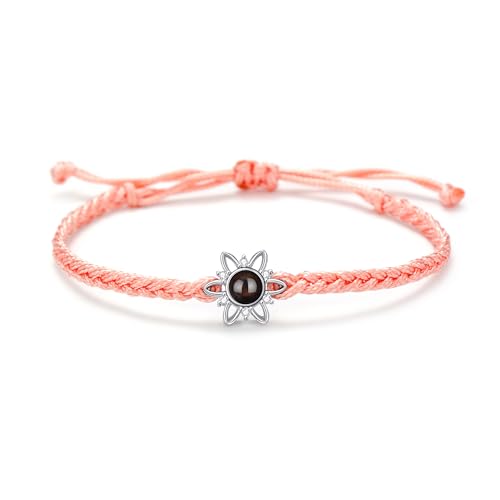 yrozvw Personalisierte Foto Projektion Armbänder benutzerdefinierte Blumen gewebt Armband mit Bildern im Inneren einstellbar Armband Geschenke für Frauen Weihnachten Muttertag von yrozvw