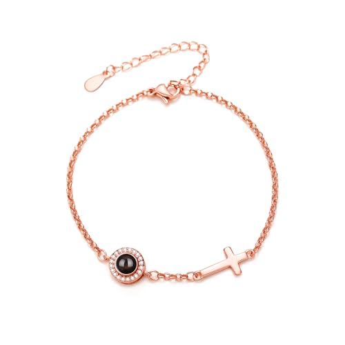 yrozvw Personalisierte Kreuz-Armband mit Bild im Inneren benutzerdefinierte Foto Projektion Armband Memorial Schmuck Geschenk für Mann Frau von yrozvw