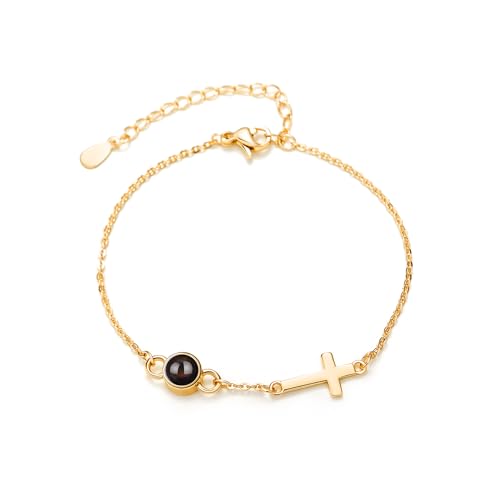 yrozvw Personalisierte Kreuz-Armband mit Bild im Inneren benutzerdefinierte Foto Projektion Armband Memorial Schmuck Geschenk für Mann Frau von yrozvw