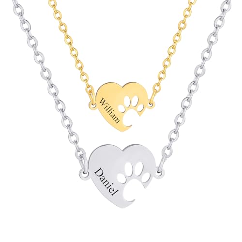 yrozvw Personalisierte Name Herz-Armband mit Haustier Pfote benutzerdefinierte Hund Pfote Text Armband Schmuck Geschenk für Frauen Haustier Katze Gedenkgeschenke von yrozvw