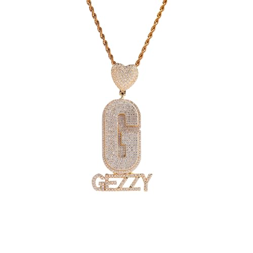 yrozvw Personalisierte Name Iced Out Halskette mit Initialen benutzerdefinierte Monogrammed Namensschild Cubic Zirkonia Halskette für Rapper Hip Hop Schmuck mit Tennis-Kette für Mann Frau von yrozvw