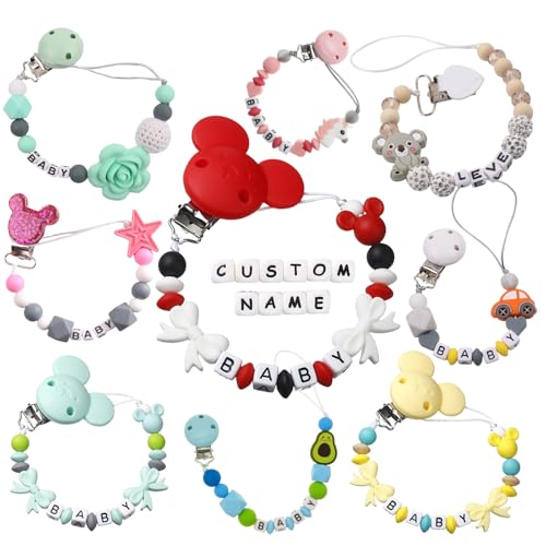 yrozvw Personalisierter Schnuller-Clip mit individuellem Namen, personalisierte niedliche Silikon-Clips von yrozvw