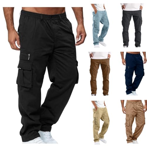 Cargohose Herren Hose Lässige Sporthose Lose Cargo Hose Freizeithose Casual Baggy Cargohose Jogginghose Trainingshose Arbeitshose Outdoorhose Jogger für Männer Work Hosen Sweathose Mit Taschen von yruphome