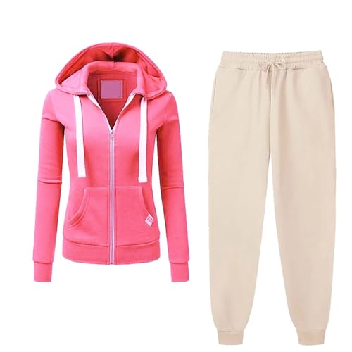 Damen 2 Teiliges Langarm Trainingsanzug Loungewear Set Übergröße Sweatshirt Mit Kordelzug Baggy Jogginghose Mit Kapuze Langärmeliges Lässiges Sport Set Mit Kapuze Tägliches Hoodie Set Modische Farbe von yruphome