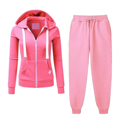 Damen 2 Teiliges Langarm Trainingsanzug Loungewear Set Übergröße Sweatshirt Mit Kordelzug Baggy Jogginghose Mit Kapuze Langärmeliges Lässiges Sport Set Mit Kapuze Tägliches Hoodie Set Modische Farbe von yruphome