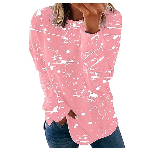 Damen Langarm Freizeithemden Farbiges Rundhals Sweatshirt Pullover Lockere Tunika Oberteile Modisches T Shirt Sommer Farbverlaufsdruck Lockere Blusen Oberteile Bequeme Atmungsaktive Rundhals Shirt von yruphome