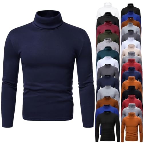 Herren Basic Turtleneck Shirt,Regular Fit, MäNner Langarm Pullover Tops,Stretch Slim Knit Pullover Farbe Pullover Baumwolle Sweatshirt, UnterwäSche, Elastisch, Einfarbig Unterhemd von yruphome