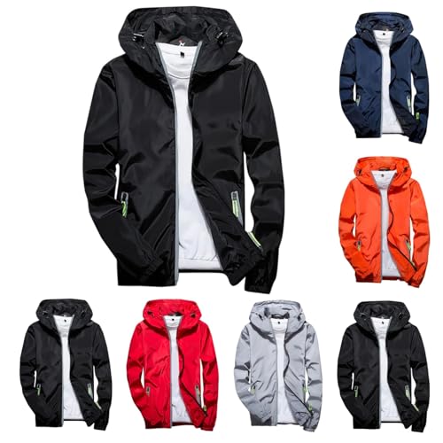 Hoodie ÜBergangsjacke Herren Reflektierender Mantel Zip Up Hoodies 2023 Hoodie Sweatshirt Winterjacke LäSsig Oben Winddicht Lose Hoodie Warm Sportlich Pullover Jacke Langarm Streetwear Mit Tasche von yruphome