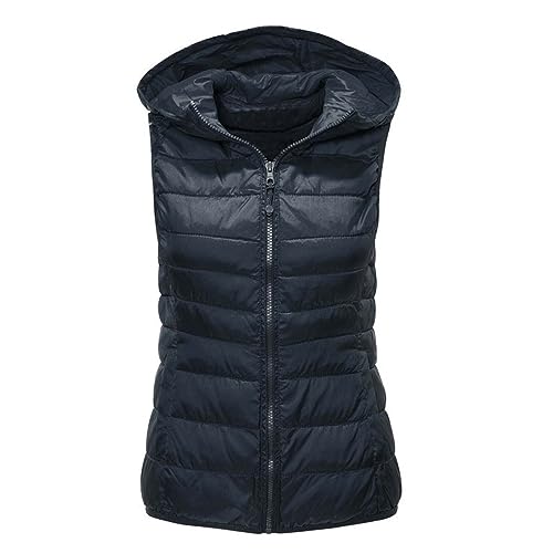 Modische Warme Damenjacke FüR Den Winter winddicht Kapuze LäSsig äRmellos Vielseitig Einsetzbar Solide Windjacke Modische Gilets Mit Kapuze KöRperwäRmer Daunenjacke Weste Jacke Taschen Wintermantel von yruphome