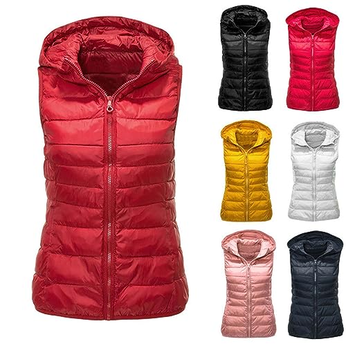 Modische Warme Damenjacke FüR Den Winter winddicht Kapuze LäSsig äRmellos Vielseitig Einsetzbar Solide Windjacke Modische Gilets Mit Kapuze KöRperwäRmer Daunenjacke Weste Jacke Taschen Wintermantel von yruphome