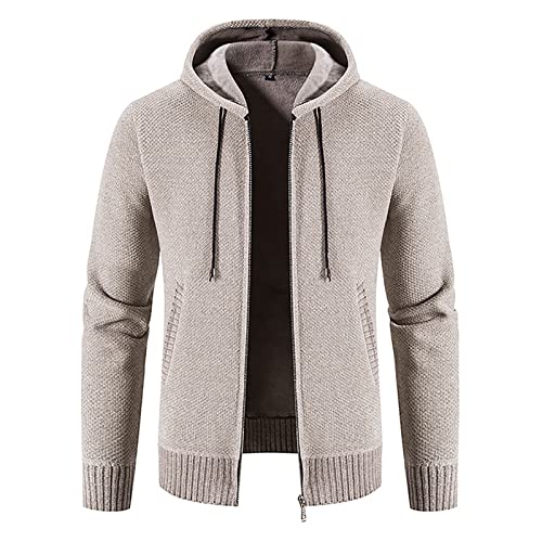 Plus GrößE Sweatshirt FüR Herren Mode Fleecejacke PlüSch Dicke Warme Winterjacke Langarm Solide ÜBergangsjacke Warme Lockere Strickjacke Patchwork Kapuzen Freizeit Pullover Outdoor Jacke von yruphome