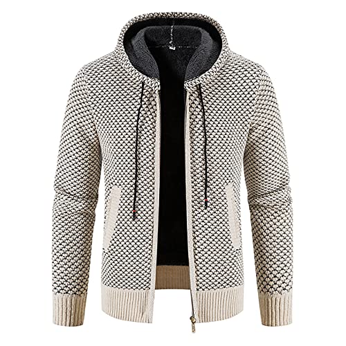 Plus GrößE Sweatshirt FüR Herren Mode Fleecejacke PlüSch Dicke Warme Winterjacke Langarm Solide ÜBergangsjacke Warme Lockere Strickjacke Patchwork Kapuzen Freizeit Pullover Outdoor Jacke von yruphome