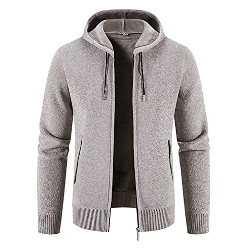 Plus GrößE Sweatshirt FüR Herren Mode Fleecejacke PlüSch Dicke Warme Winterjacke Langarm Solide ÜBergangsjacke Warme Lockere Strickjacke Patchwork Kapuzen Freizeit Pullover Outdoor Jacke von yruphome