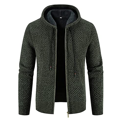 Plus GrößE Sweatshirt FüR Herren Mode Fleecejacke PlüSch Dicke Warme Winterjacke Langarm Solide ÜBergangsjacke Warme Lockere Strickjacke Patchwork Kapuzen Freizeit Pullover Outdoor Jacke von yruphome