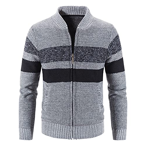 Plus GrößE Sweatshirt FüR Herren Mode Fleecejacke PlüSch Dicke Warme Winterjacke Langarm Solide ÜBergangsjacke Warme Lockere Strickjacke Patchwork Kapuzen Freizeit Pullover Outdoor Jacke von yruphome