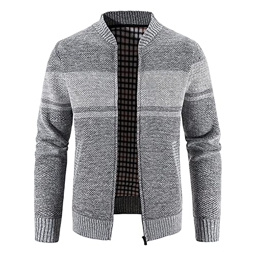 Plus GrößE Sweatshirt FüR Herren Mode Fleecejacke PlüSch Dicke Warme Winterjacke Langarm Solide ÜBergangsjacke Warme Lockere Strickjacke Patchwork Kapuzen Freizeit Pullover Outdoor Jacke von yruphome