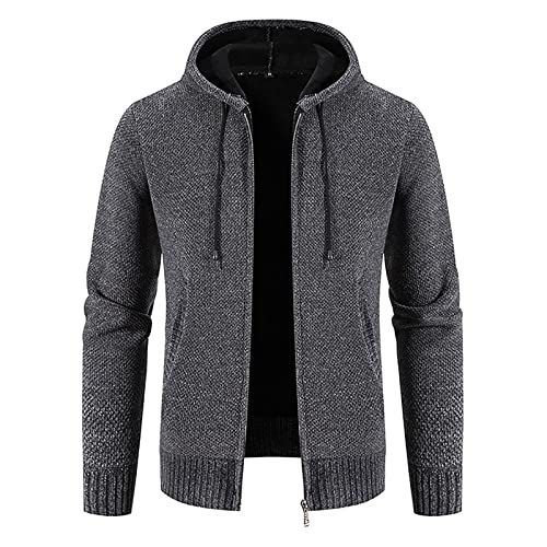 Plus GrößE Sweatshirt FüR Herren Mode Fleecejacke PlüSch Dicke Warme Winterjacke Langarm Solide ÜBergangsjacke Warme Lockere Strickjacke Patchwork Kapuzen Freizeit Pullover Outdoor Jacke von yruphome