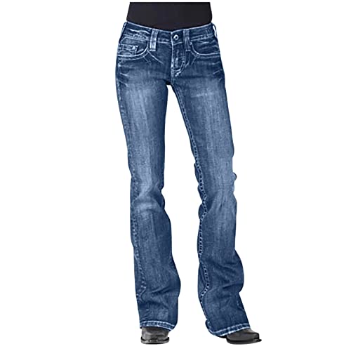 Schlaghose Damen Jeans Weites Bein Baggy Jeans Hohe Taille Freizeithose Denim Hosen Damen Bootcut Schlag Hose Mode Knöpfe Jeanshosen Wickelhose Casual Jeans Schlagjeans Arbeitshose Flared Jeans von yruphome