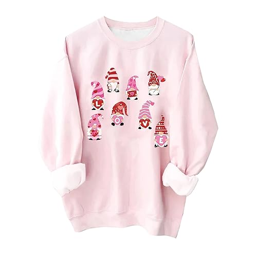 Weihnachtspullover Damen Weihnachts Sweatshirt Beiläufig Rundhals Langarmshirt Rosa Damen Pullover Elegant Xmas Sweatshirt Mit Weihnachtsprint Herbst Winter Langarm Casual Basic Oberteile Tops von yruphome