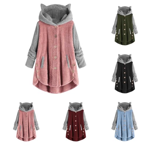 yruphome Damen Fleecejacke Mit Kapuze PlüSchjacke LäSsige WintermäNtel Pullover Weihnachtspullis Plus GrößE Fleecemantel Fuzzy Fluffy Outerwear Mode Trendige Winterjacke Loungewear Outwears von yruphome